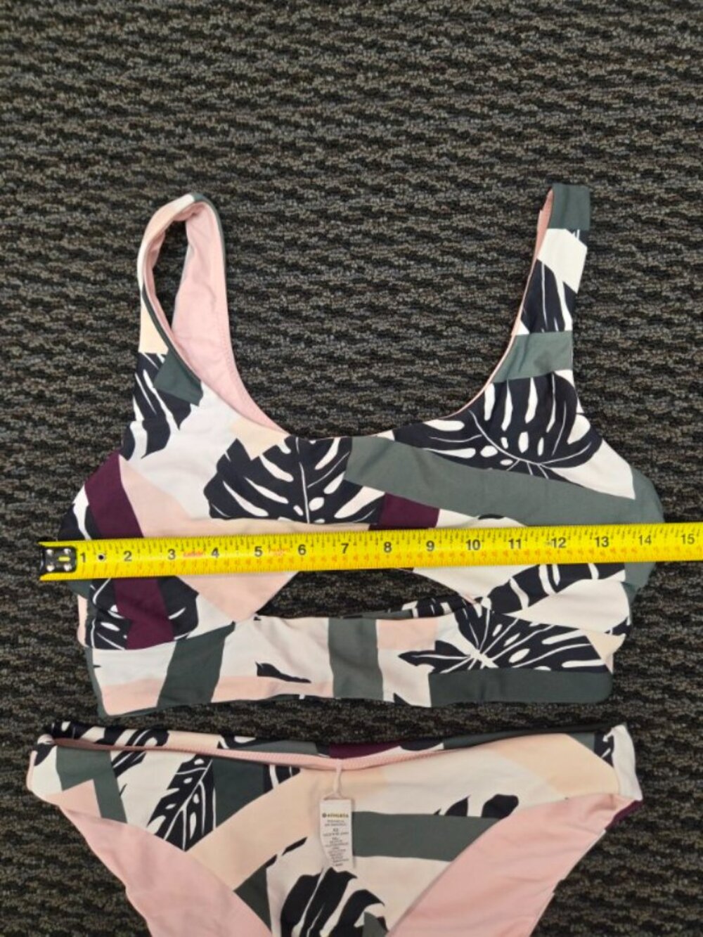 Athleta Reversible Bikini Swimsuit Set XS Pink Green 2 Piece Bathing Suit - Picture 4 of 6